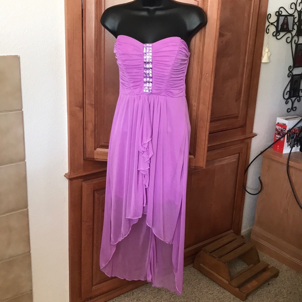 Trixxi Purple High Low Dress with Rhinestones